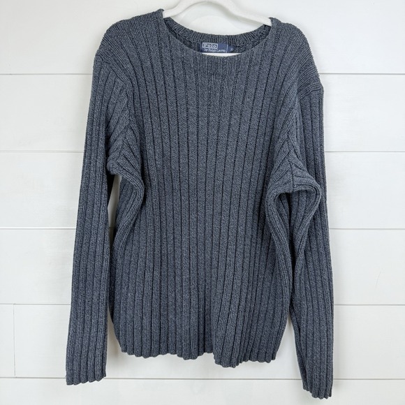 VTG POLO Ralph Lauren Sweater Men XL Chunky Ribbed 100% Cotton Fisherman‎ 90s - Picture 1 of 8